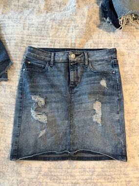 Guess Distressed Denim Mini Skirt - Blue